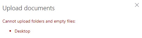 Block the possibility to upload folders or empty documents