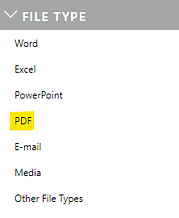 PDF as an option in the workspaces' file type filter