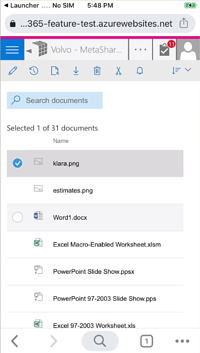 Increased space between documents on mobile devices