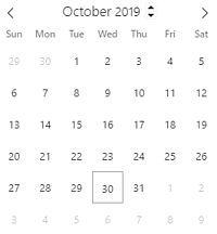 Today's date highlighted in the date picker